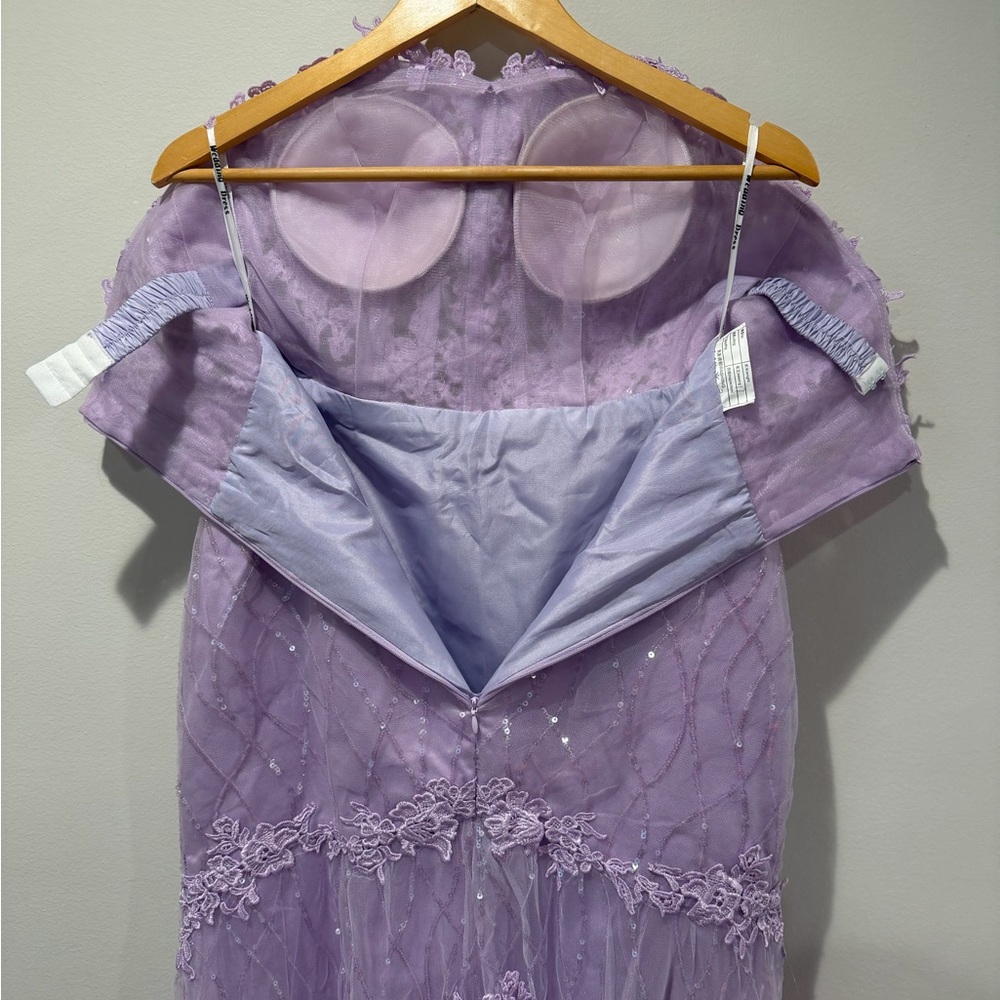 Lavender Lace Sequined Strapless Mermaid Formal Gown see measurements - Picture 6 of 6